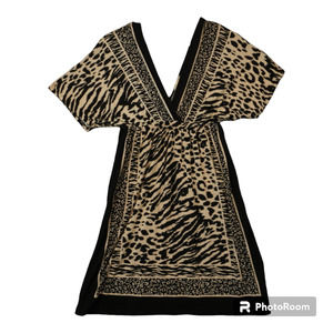 One Clothing Zebra/ Cheetah Deep V Dress/Beach outwear/Casual